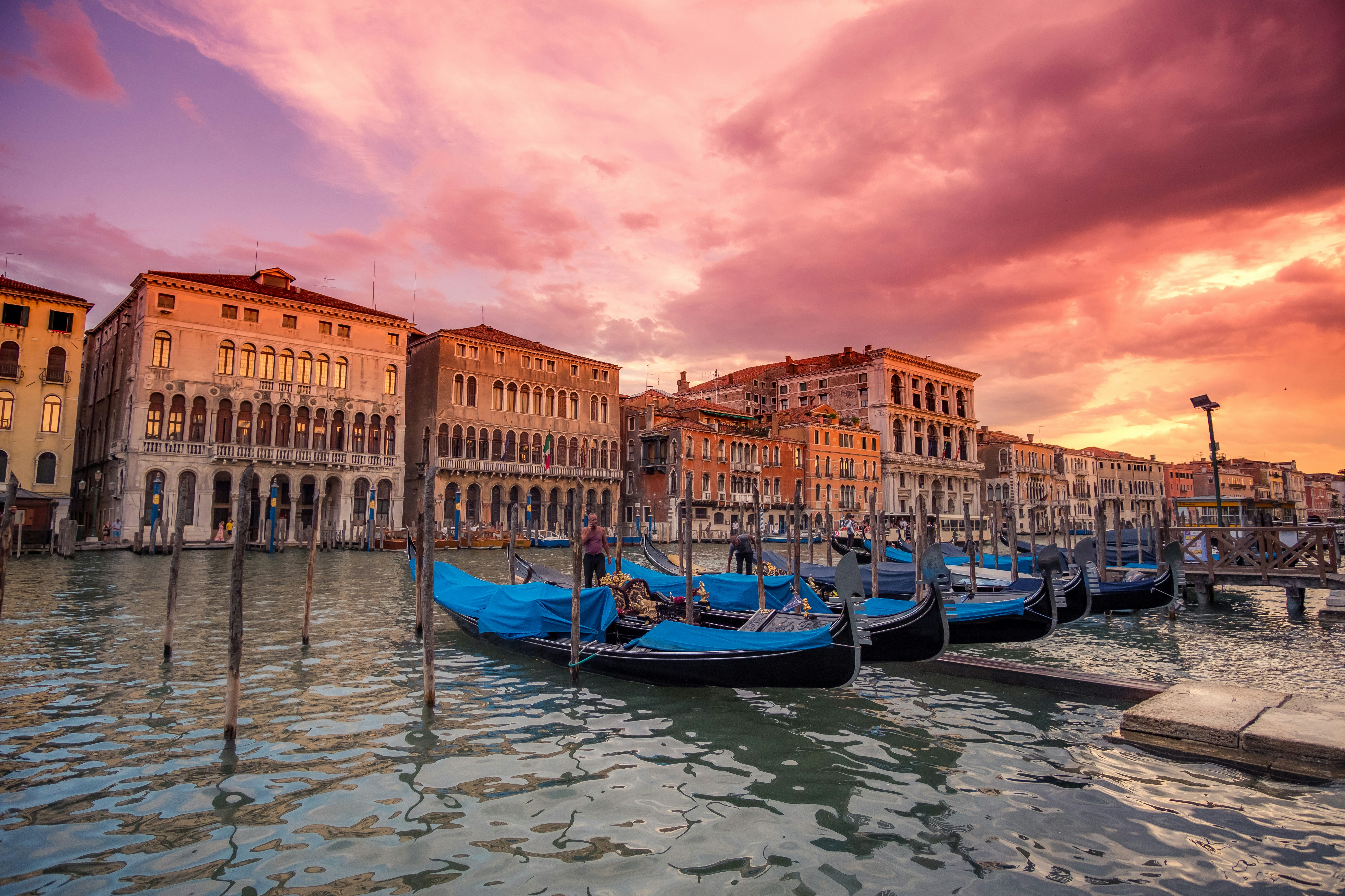 boats in pier on Grand Canal