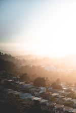 A beautiful Denver neighborhood bathed in warm sunset light.