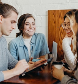 A group of friends at a coffee shop