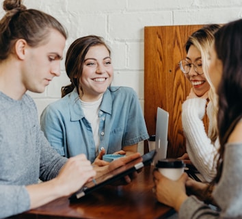 A group of friends at a coffee shop