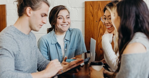 A group of friends at a coffee shop