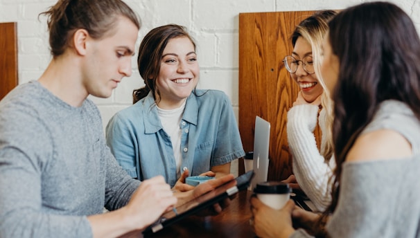 A group of friends at a coffee shop