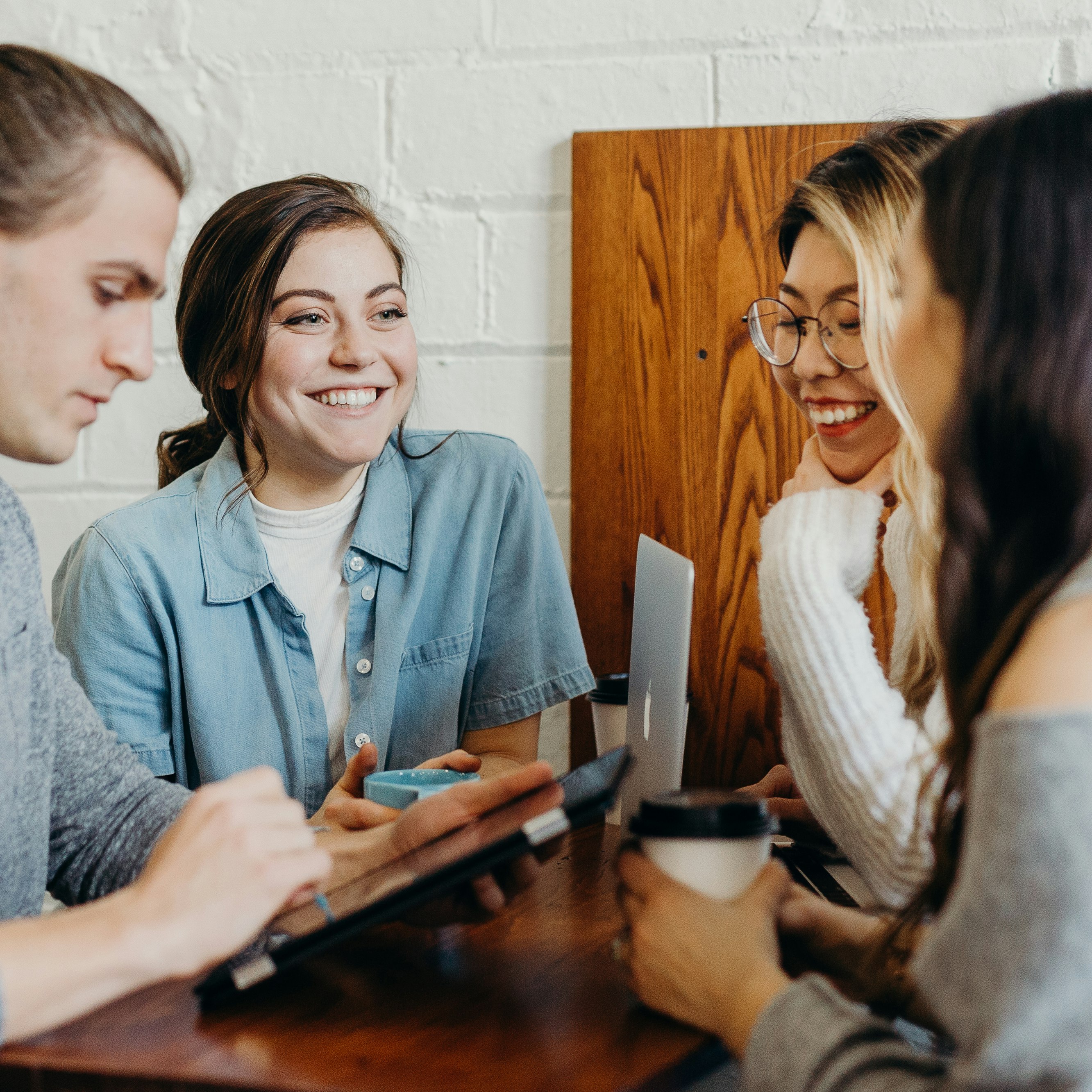 A group of friends at a coffee shop