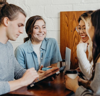 A group of friends at a coffee shop