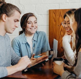 A group of friends at a coffee shop