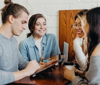 A group of friends at a coffee shop