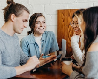 A group of friends at a coffee shop