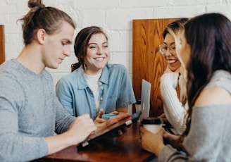 A group of friends at a coffee shop