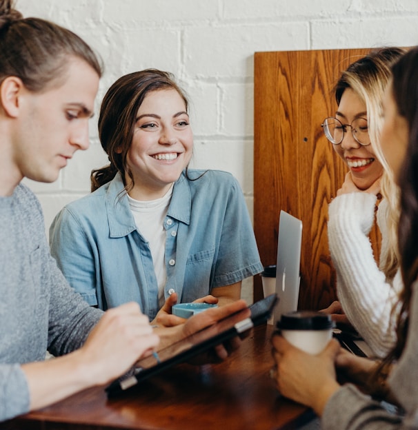 A group of friends at a coffee shop