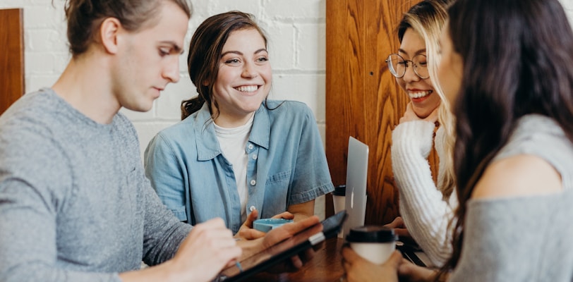 A group of friends at a coffee shop