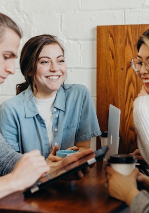 A group of friends at a coffee shop