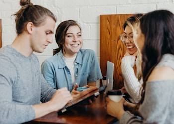 A group of friends at a coffee shop