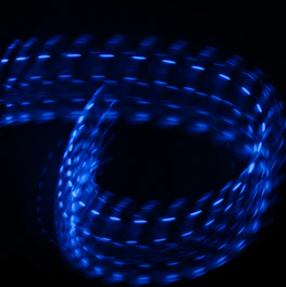 turned on blue LED strip
