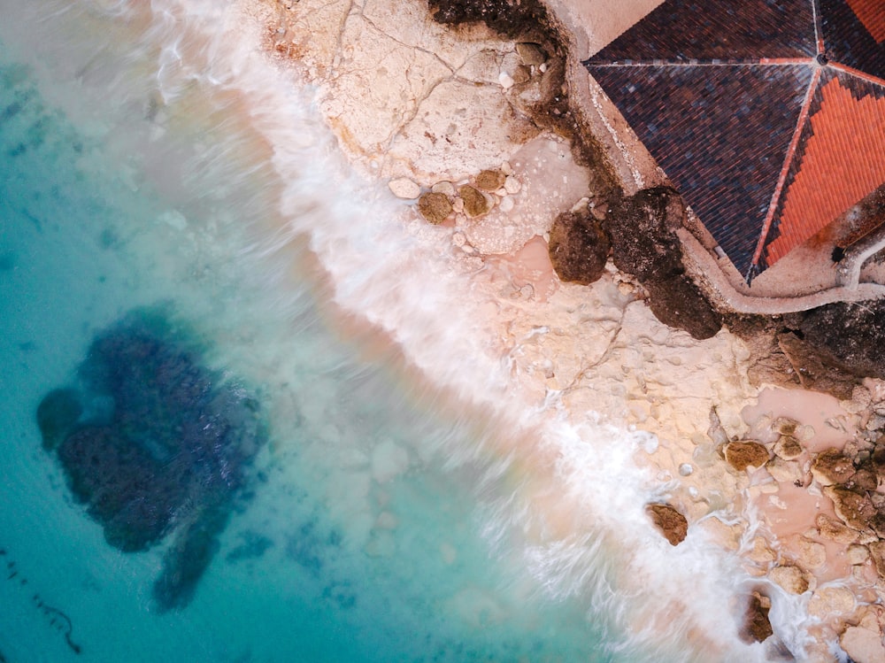 bird's-eye view photography of beach