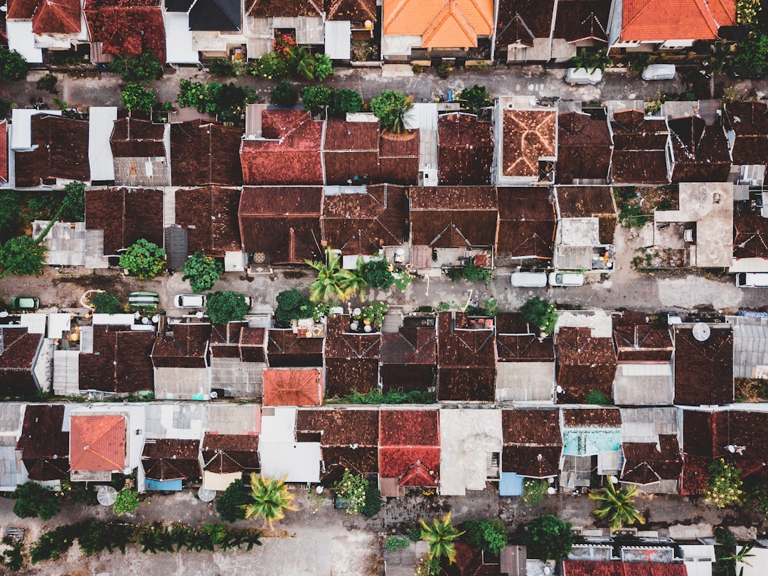 aerial view of house roofs during daytime