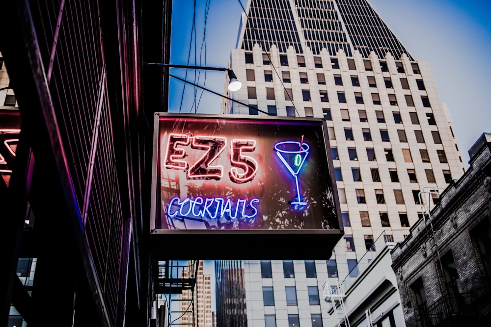 EZ5 Cocktails LED signage turned on