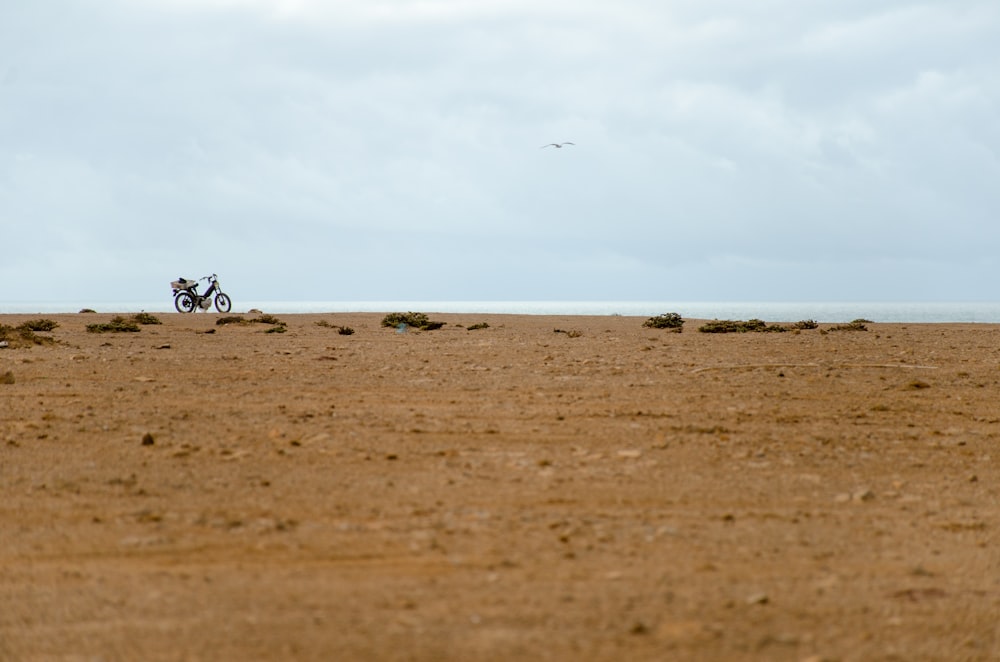 motorcycle in the middle of desert