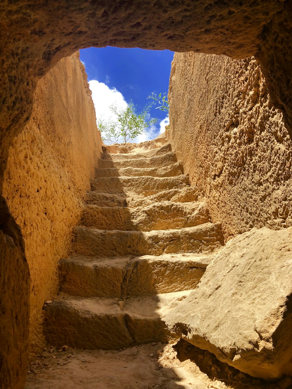 photo of staircase and blue sky