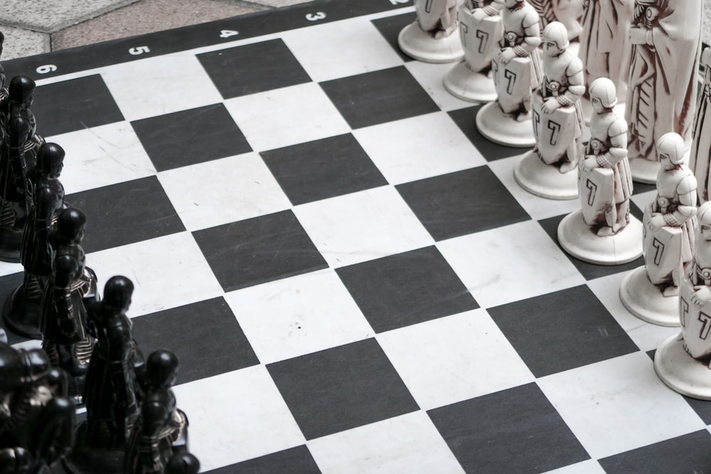 chessboard with chess pieces