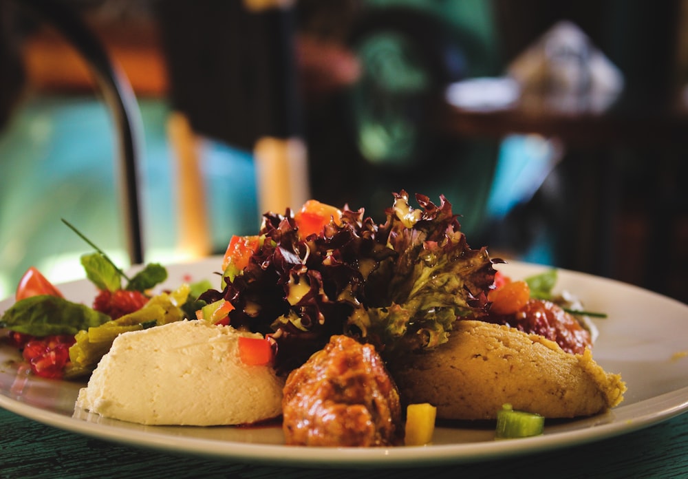 plate of cooked food with vegetable