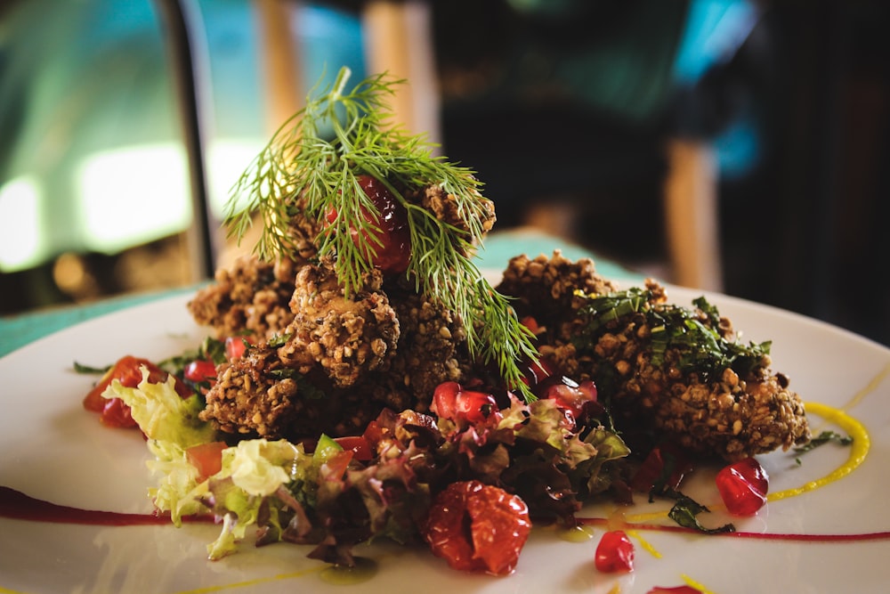 cooked food in plate