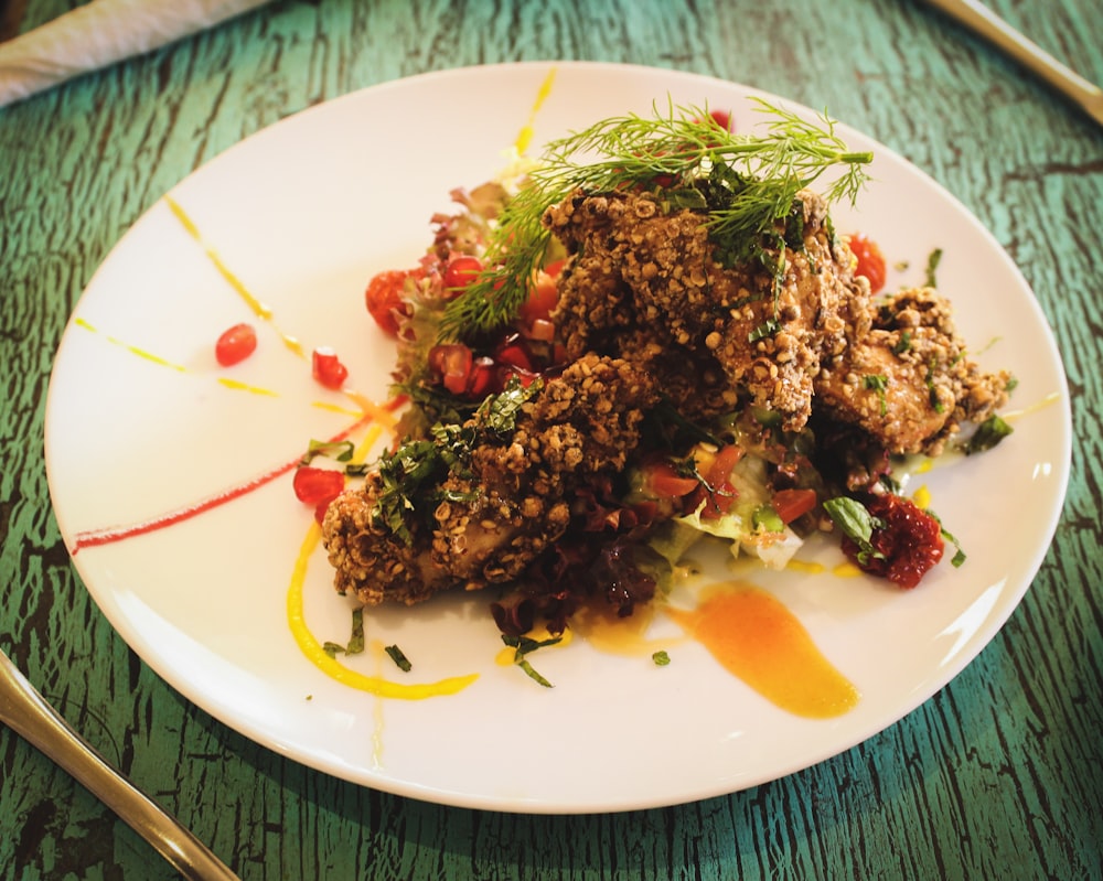 cooked food on white ceramic plate