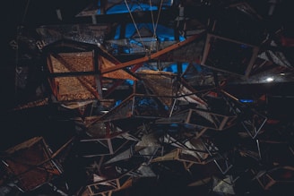 brown and grey metal beams