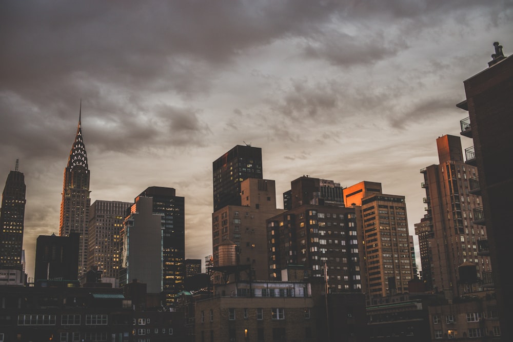 low angle photo of buildings