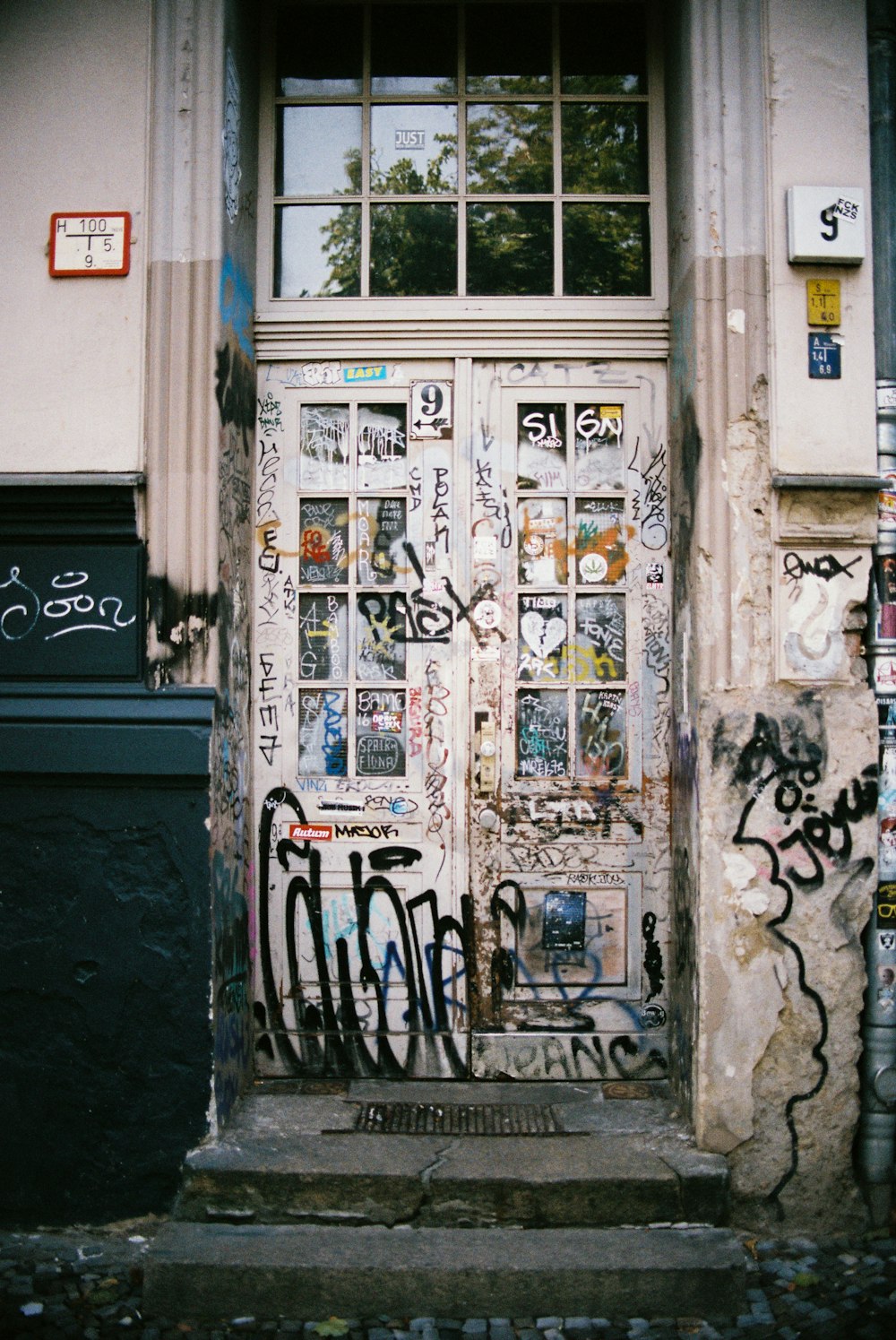 wooden door with handwritings