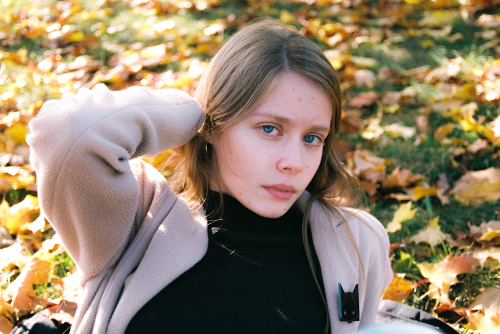 woman in gray jacket