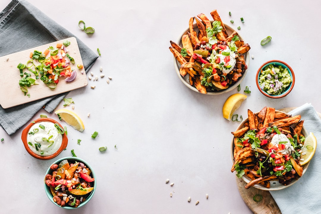 vegetable salad, Sweet potato fries