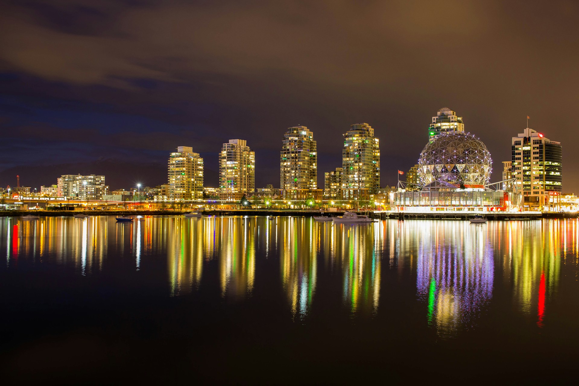 view of lighted city skyline