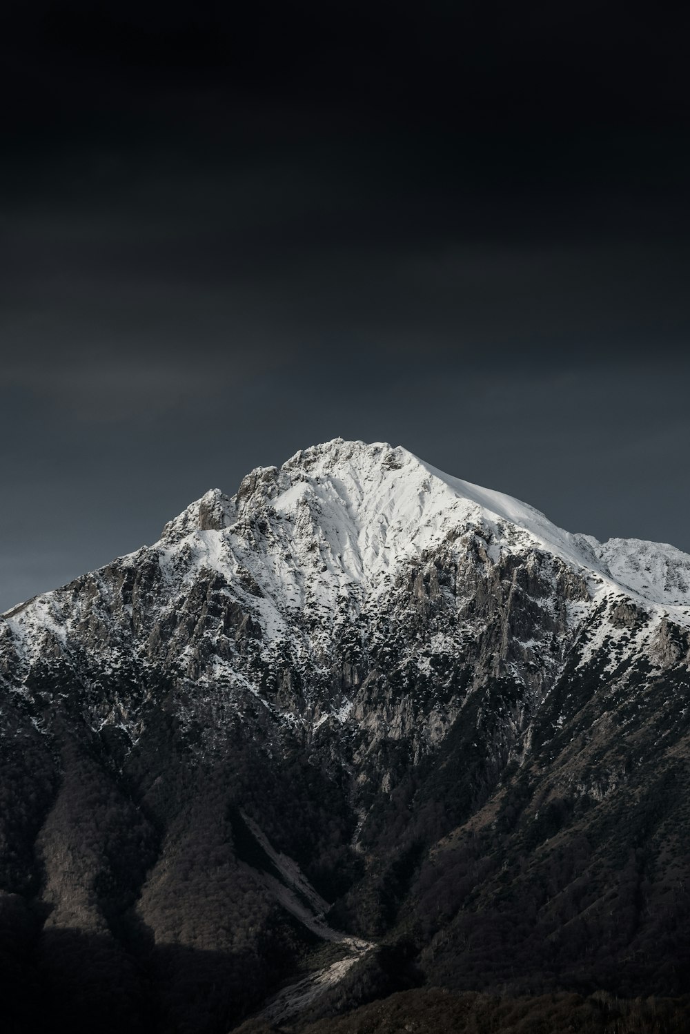 snow capped mountain under cloudy sky