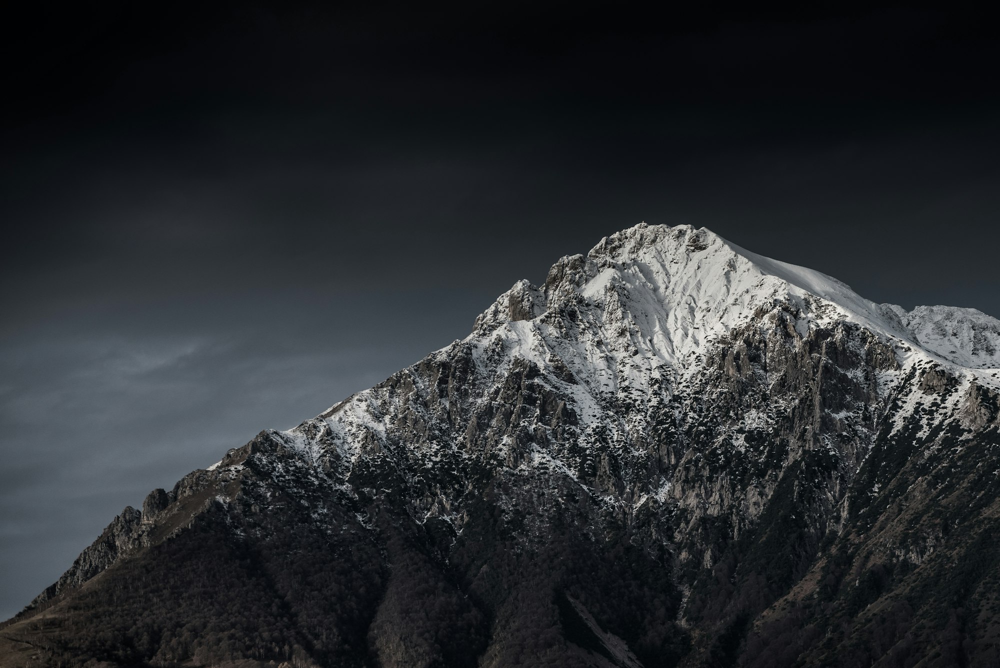 Snow-covered mountain summit