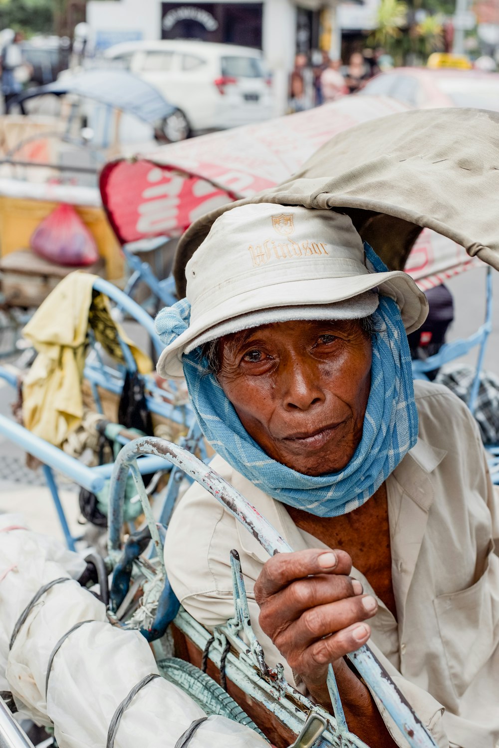 man seated on bike