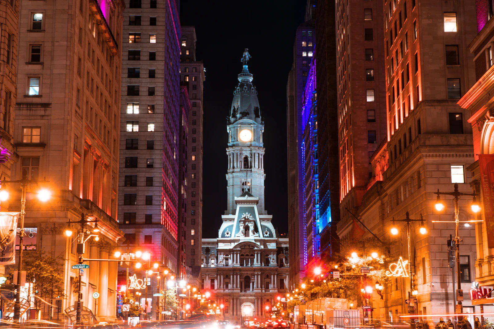 Philadelphia glowing at night