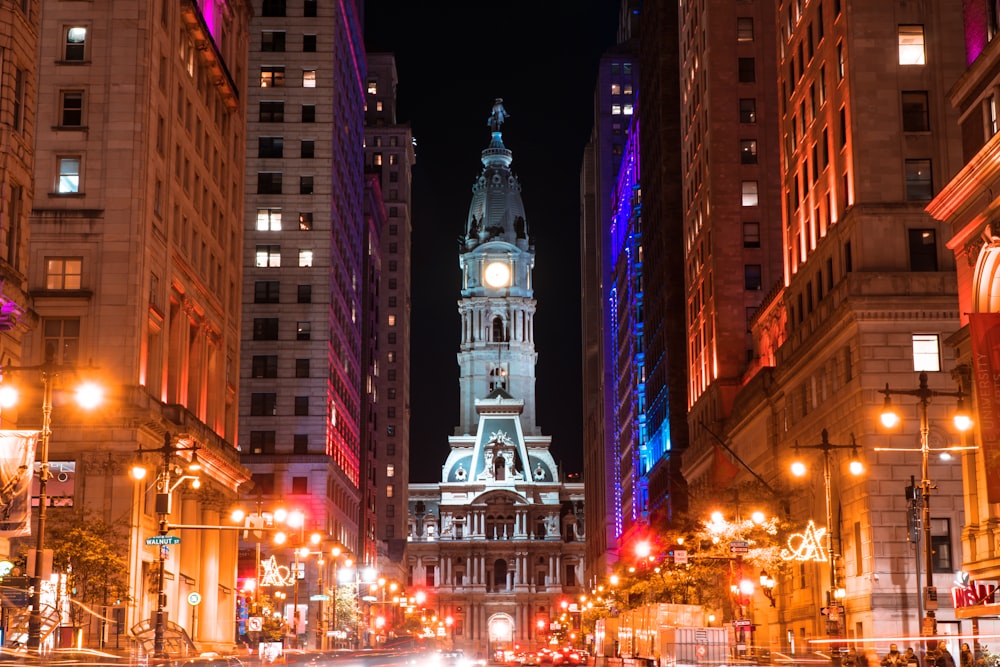 philadelphia city hall at night