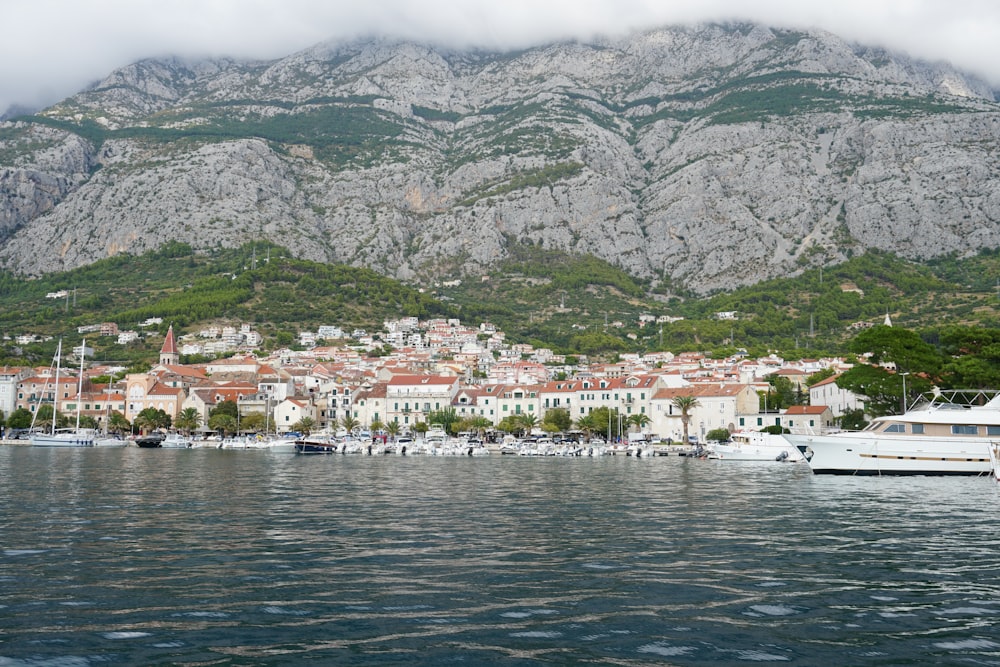 body of water near mountain at daytime