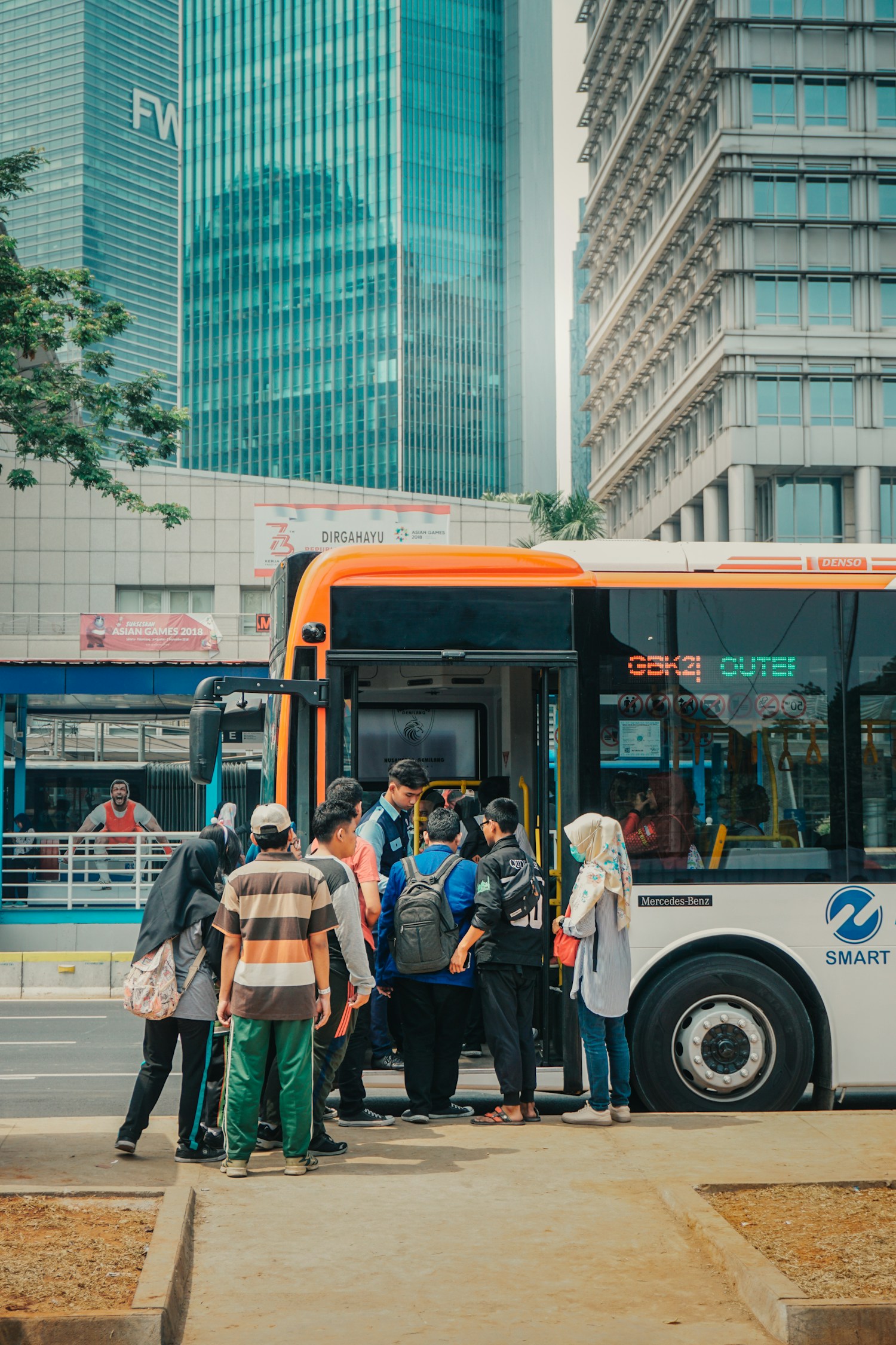 Bus interior with spacious seating