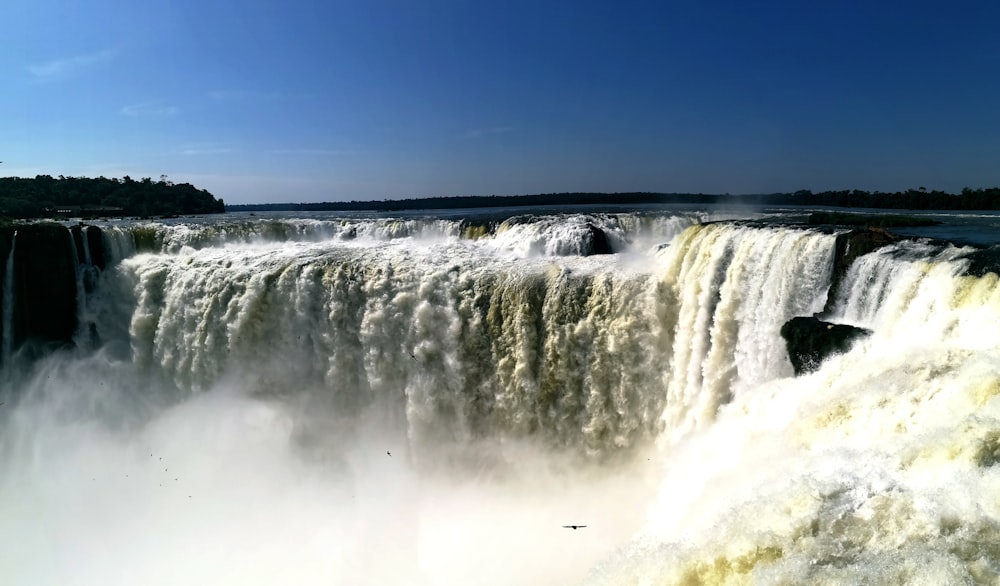 long exposure photography of waterfalls