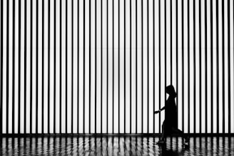 silhouette on walking woman