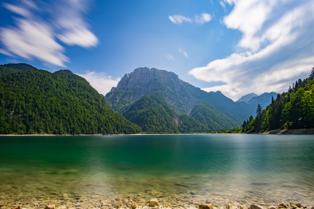 river beside mountains