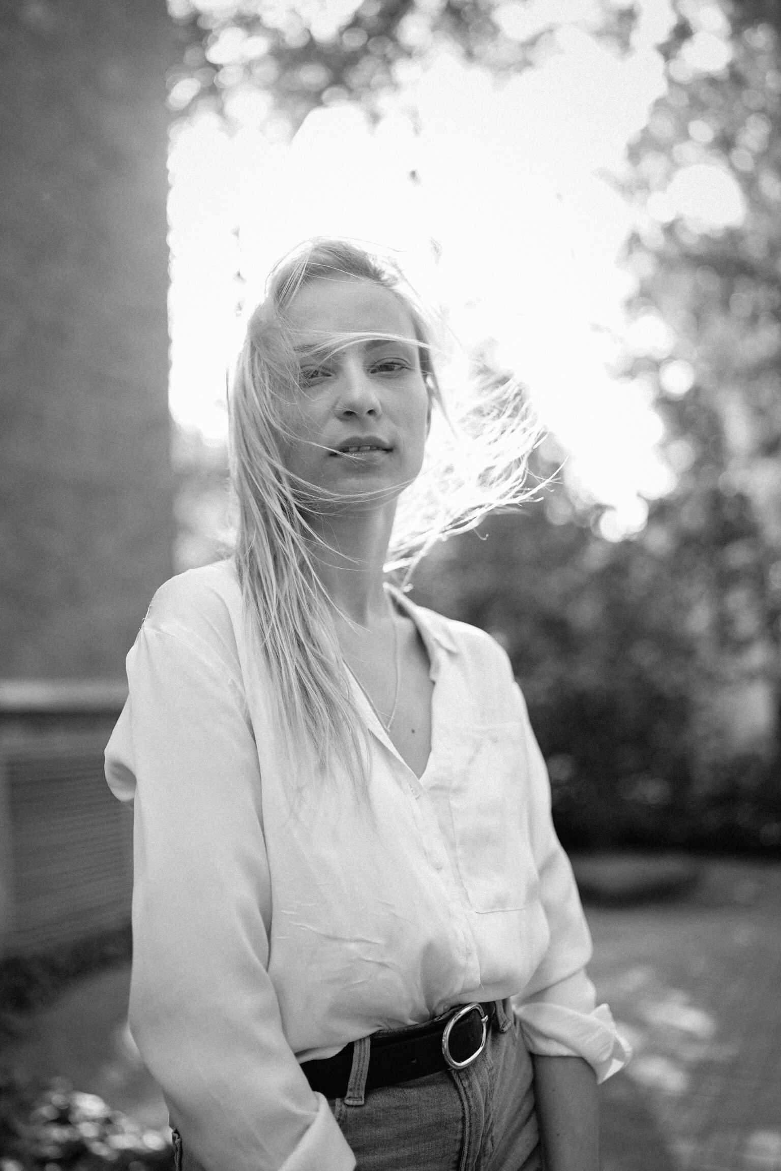 grayscale photo of woman