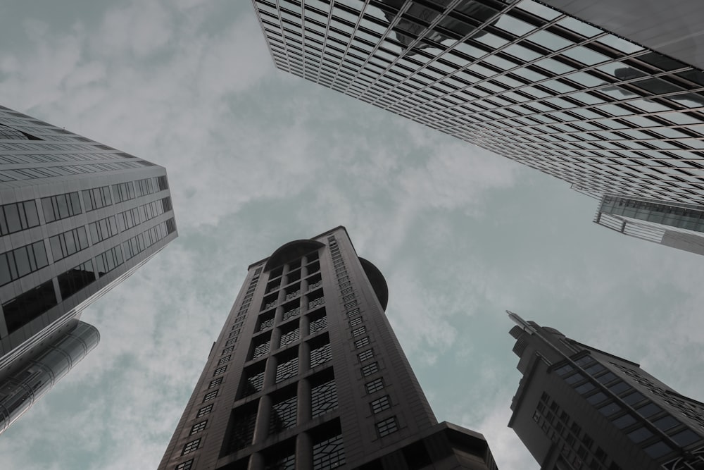 low angle photography of buildings