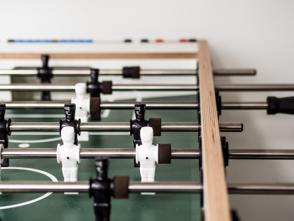 close-up photography of foosball