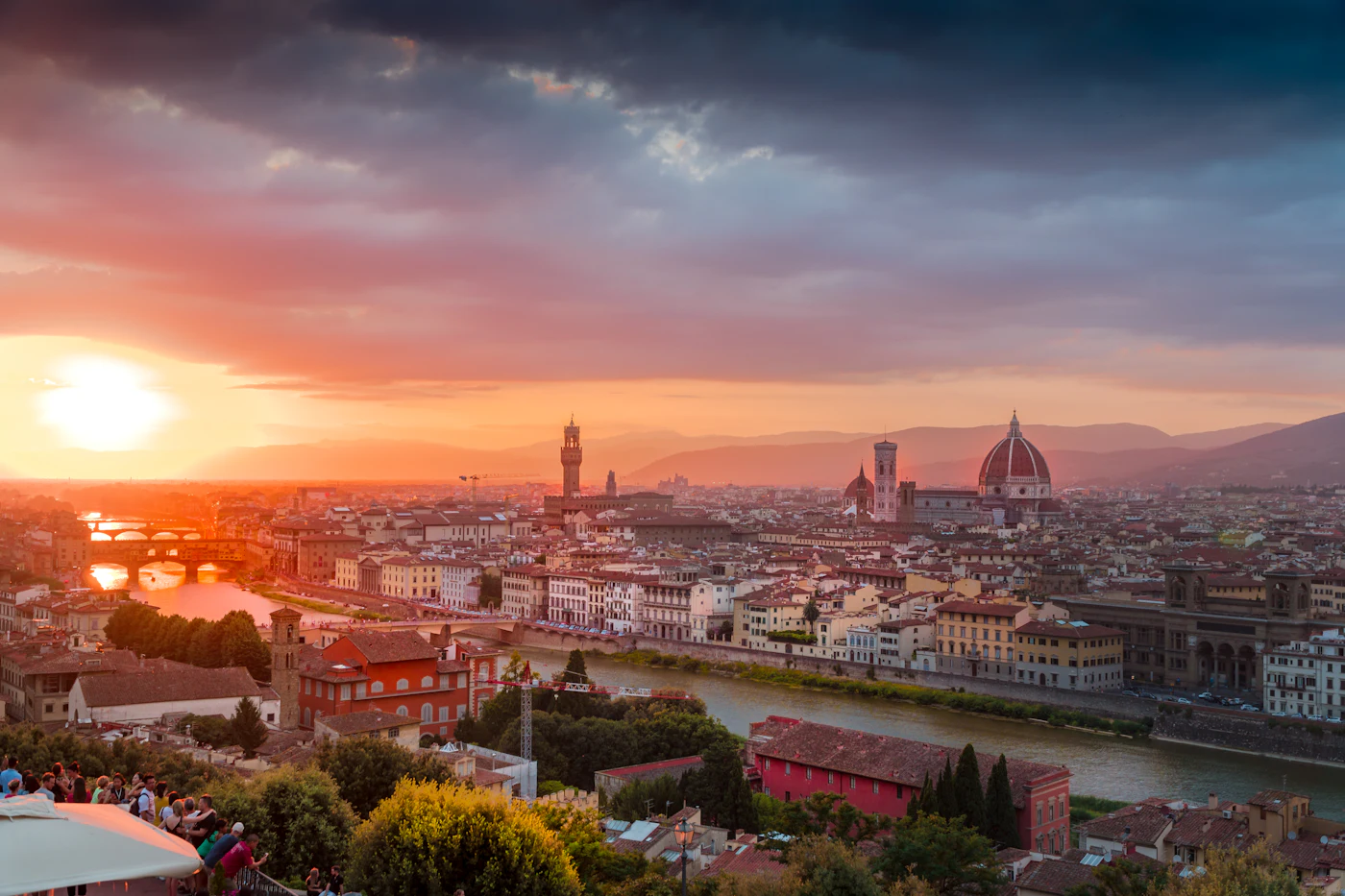 Florence rooftops and Duomo with a softer travel-planning atmosphere