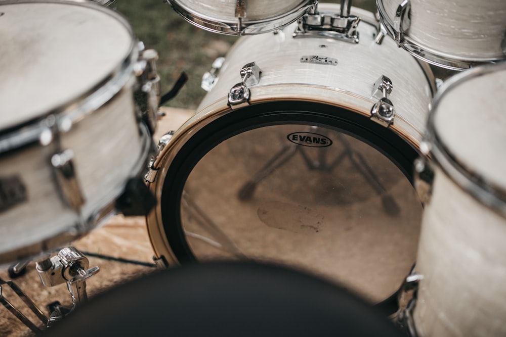 black and white drum set