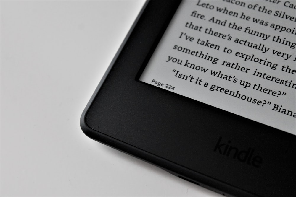 black Amazon Kindle e-book reader