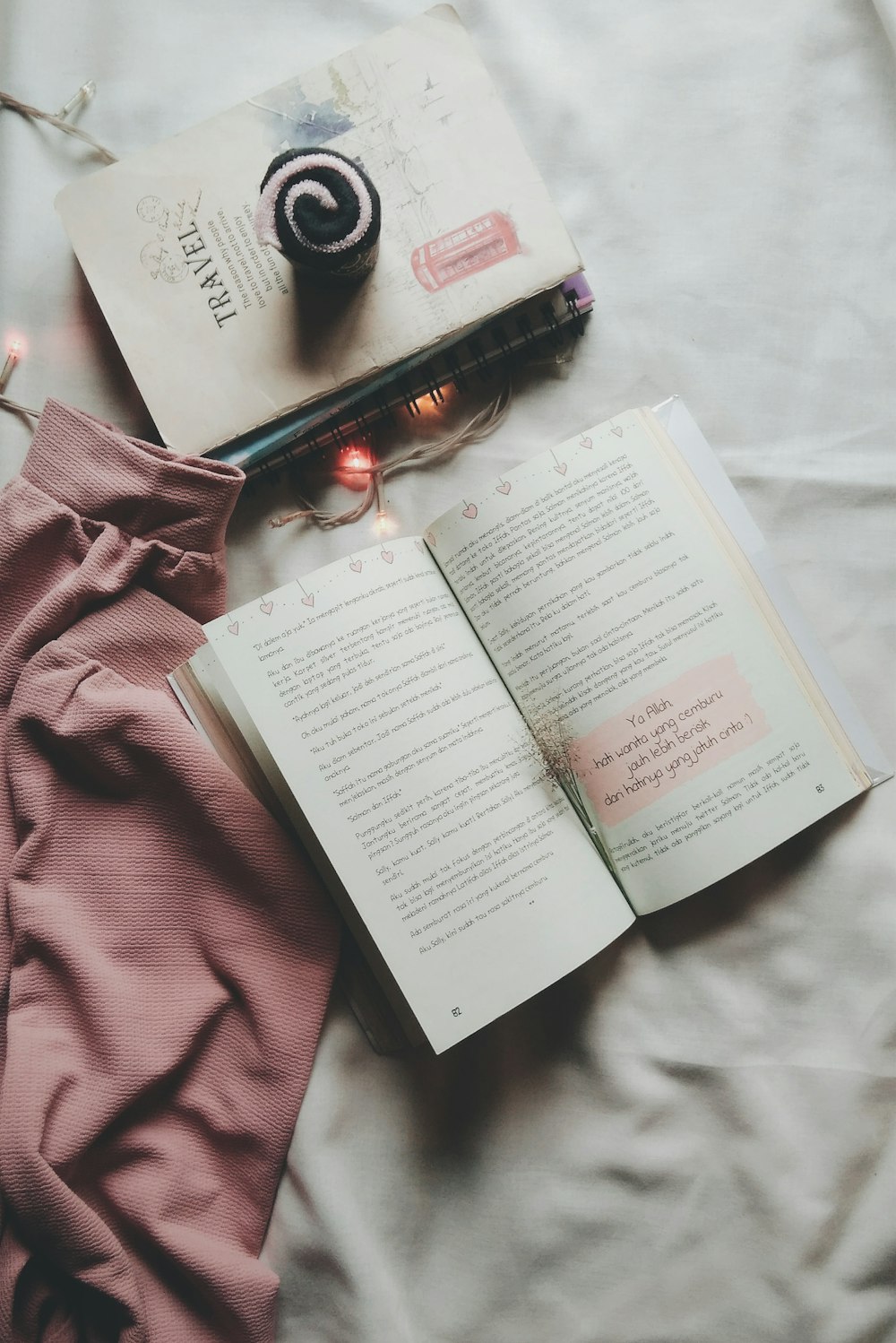 flat lay photo of opened black and white book