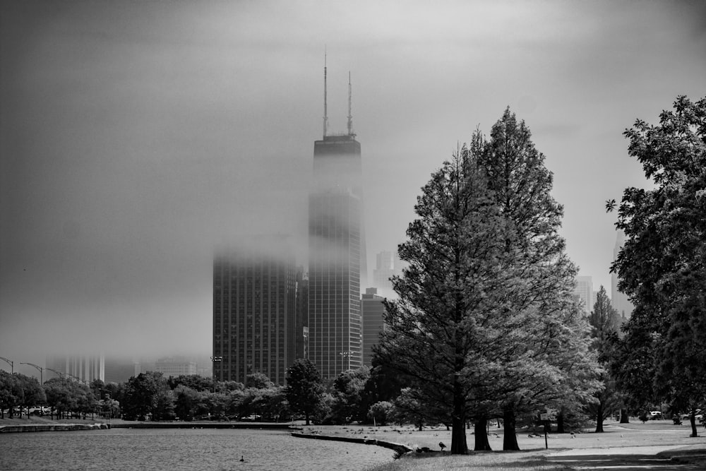 building covered in fog